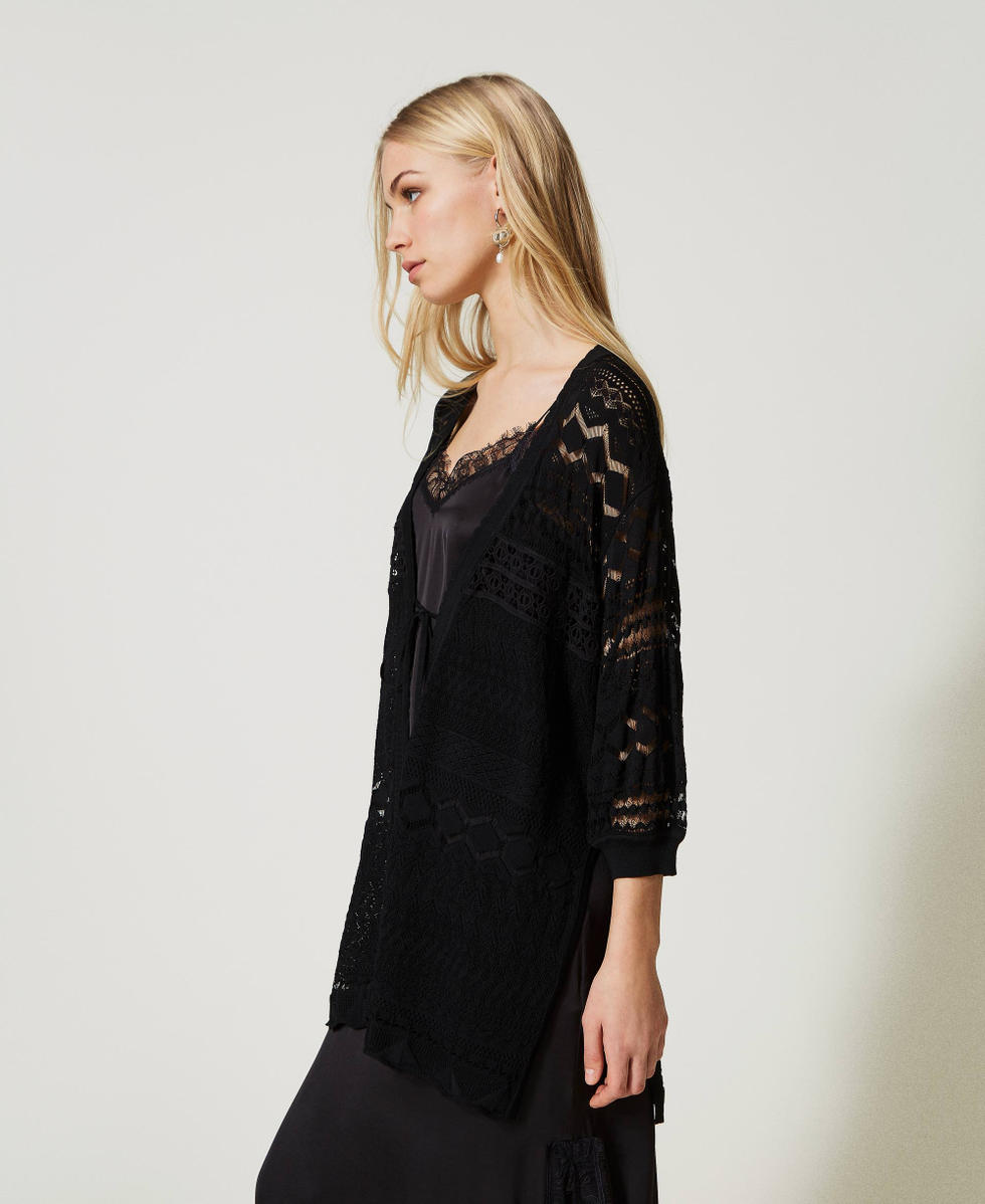 Lace stitch maxi cardigan Woman White TWINSET Milano