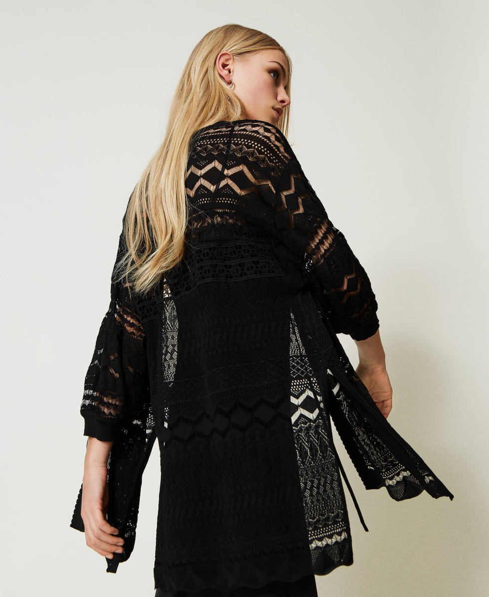 Maxi cardigan in punto pizzo