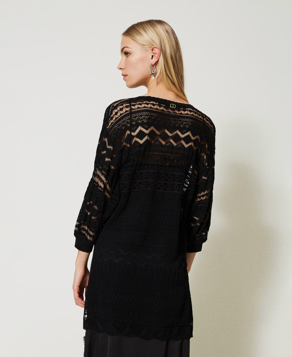 Maxi cardigan in punto pizzo