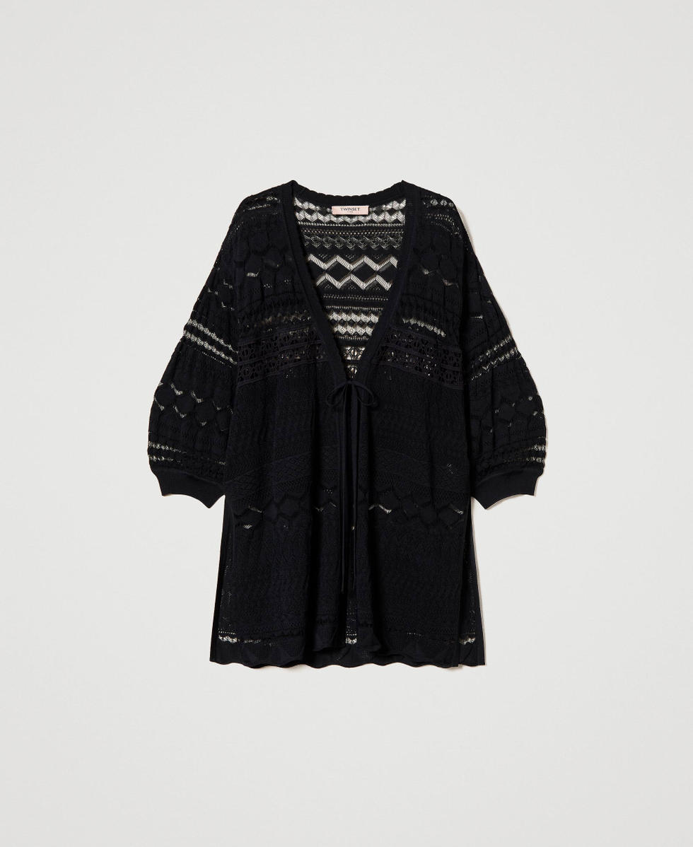 Maxi cardigan in punto pizzo