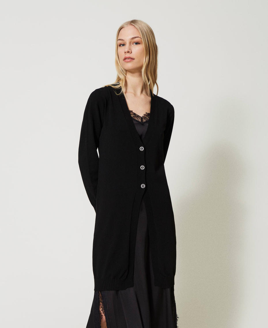 Seamless knit maxi cardigan