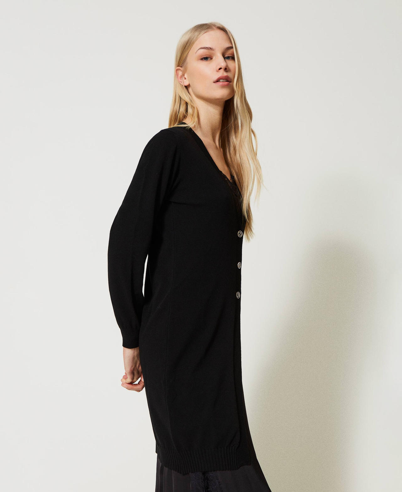 Seamless knit maxi cardigan