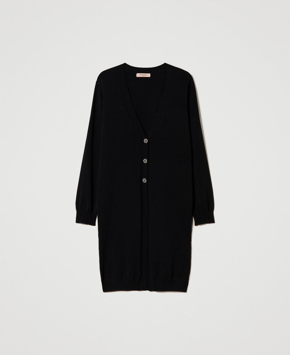 Seamless knit maxi cardigan