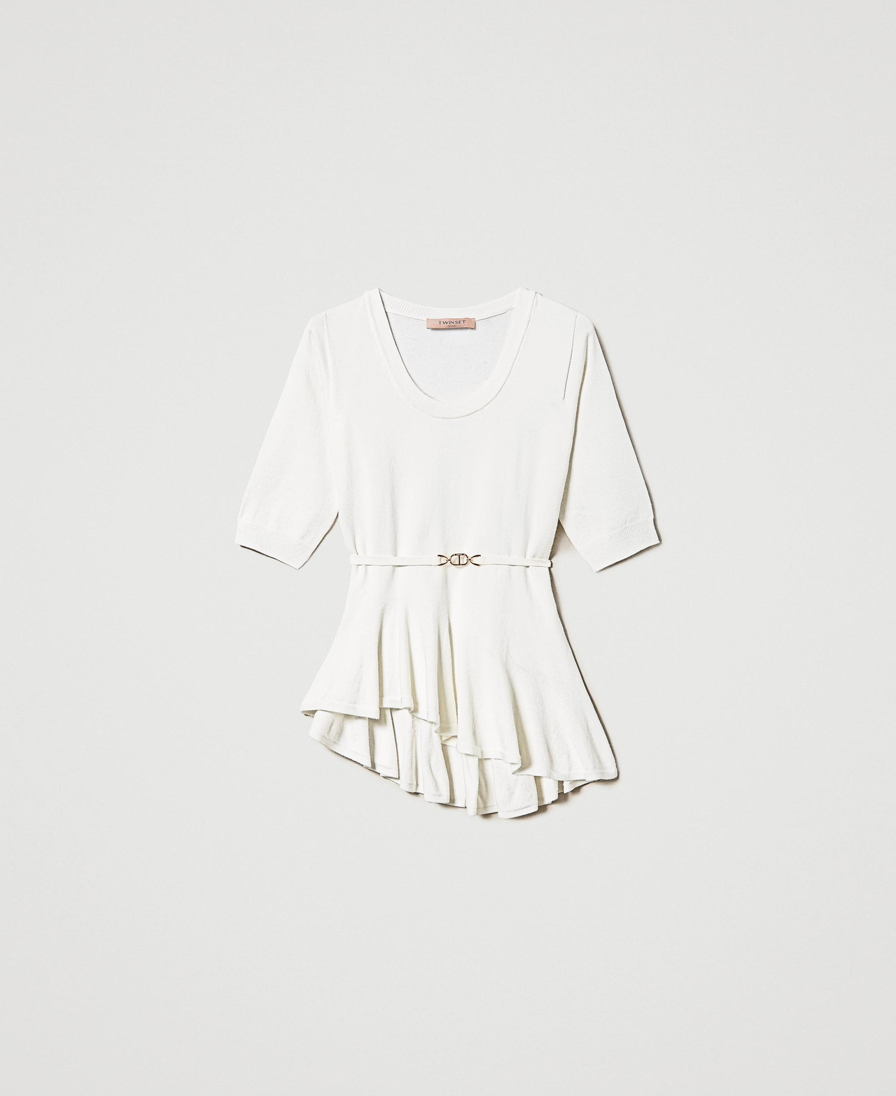 Trendyol Maglietta Donna Semitrasparente Con Colletto Bianco – Maglia In Poliestere, Taglia Modello S/36 - 2