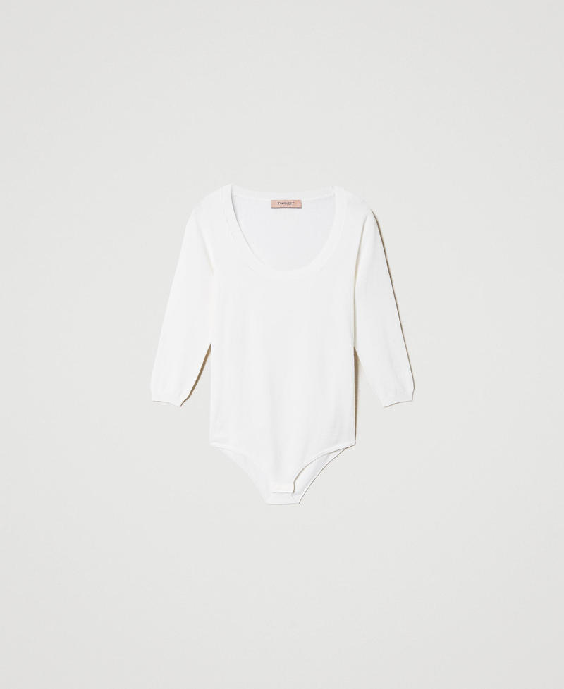 Nahtloser Strick-Body Wei&szlig; Schnee Frau 231TP318A_00282_S0