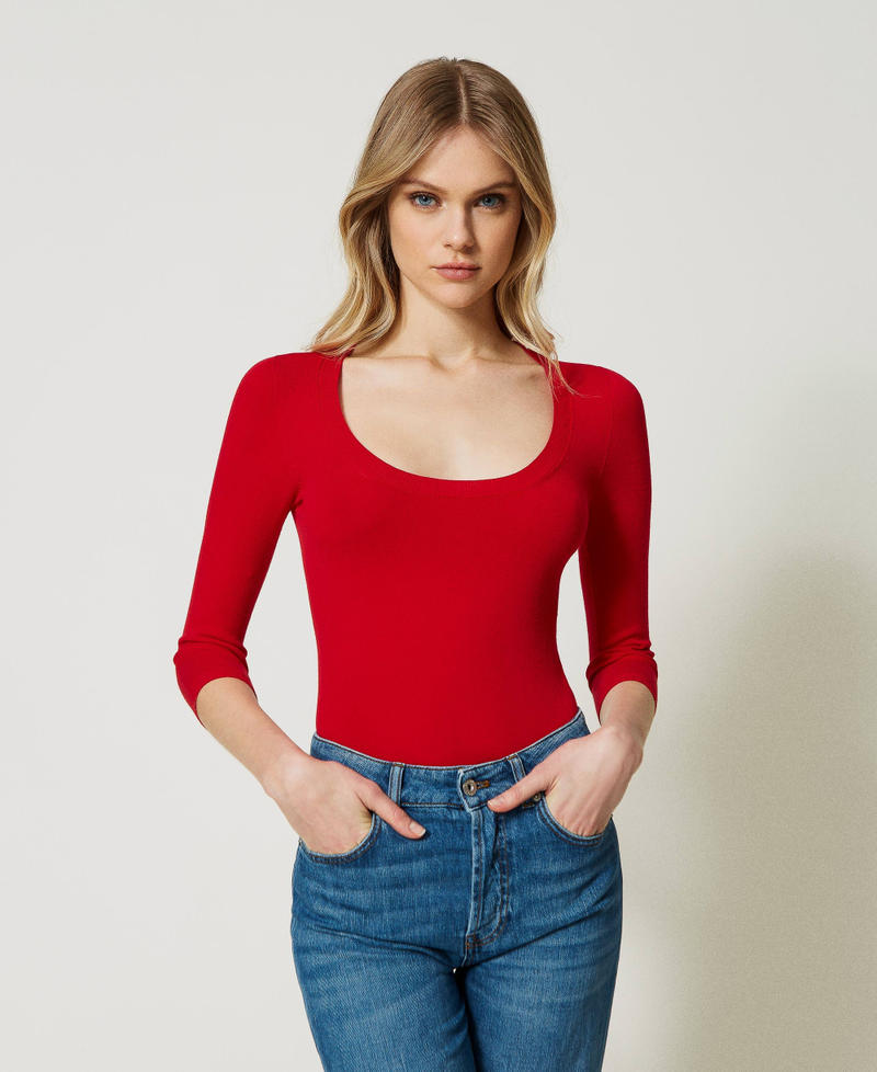 Seamless knit bodysuit Poppy Red Woman 231TP318A-02