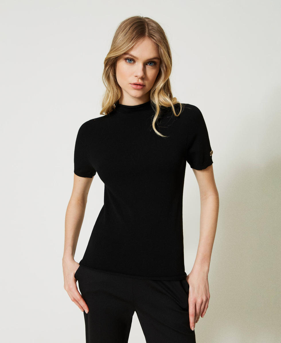 Women's short sleeve black turtleneck store