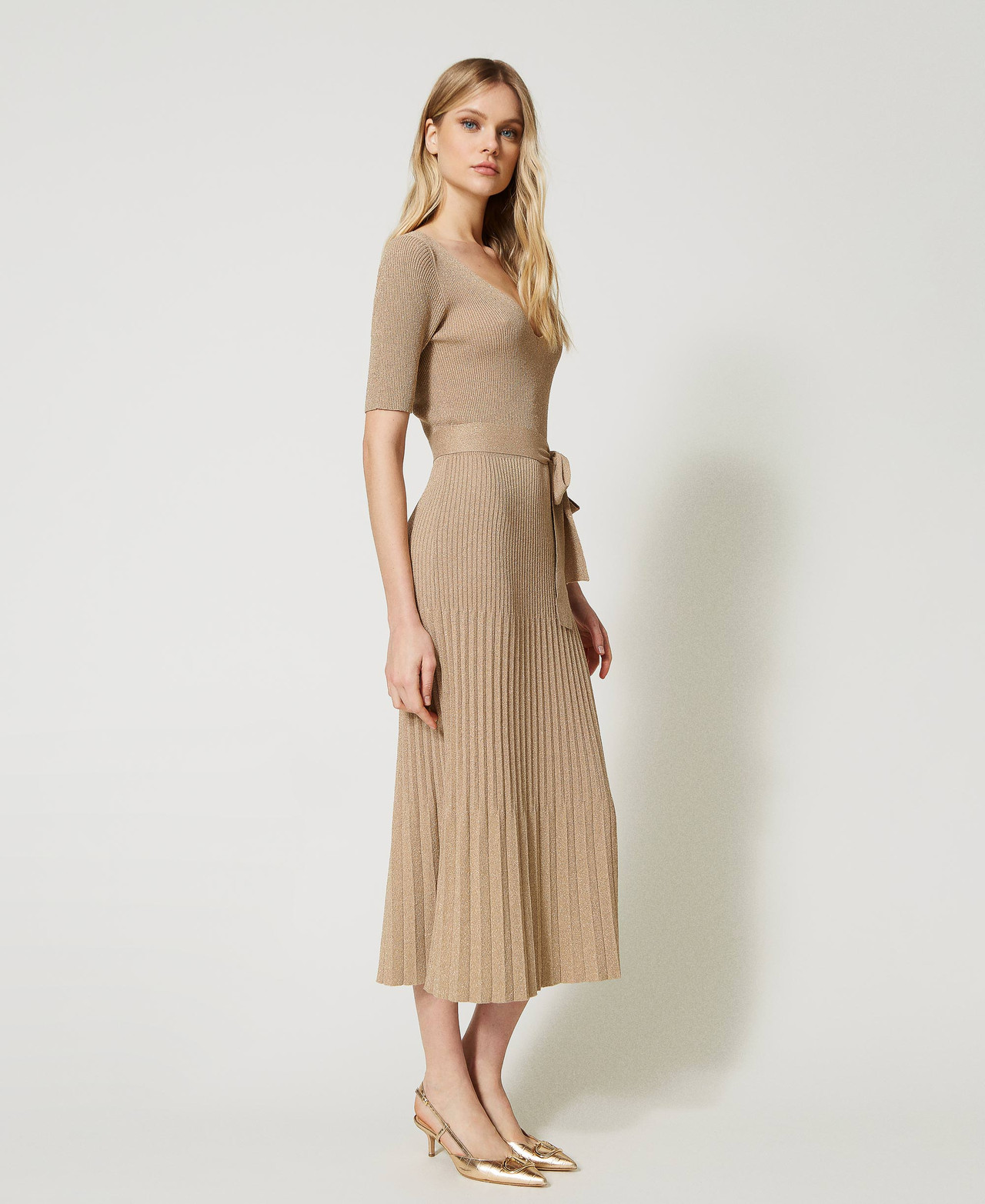Abito Tubino St. John Knit Sport - Beige Latte Taglia 4 - Lana E Viscosa - Nuovo Con Etichetta