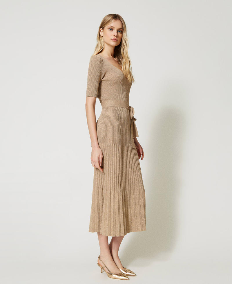 Abito longuette in maglia lurex Beige "Canapa Chiaro" Donna 231TP320A_10315_02