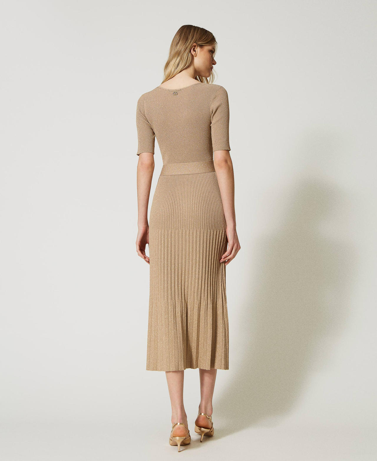 Abito longuette in maglia lurex Donna Beige TWINSET Milano