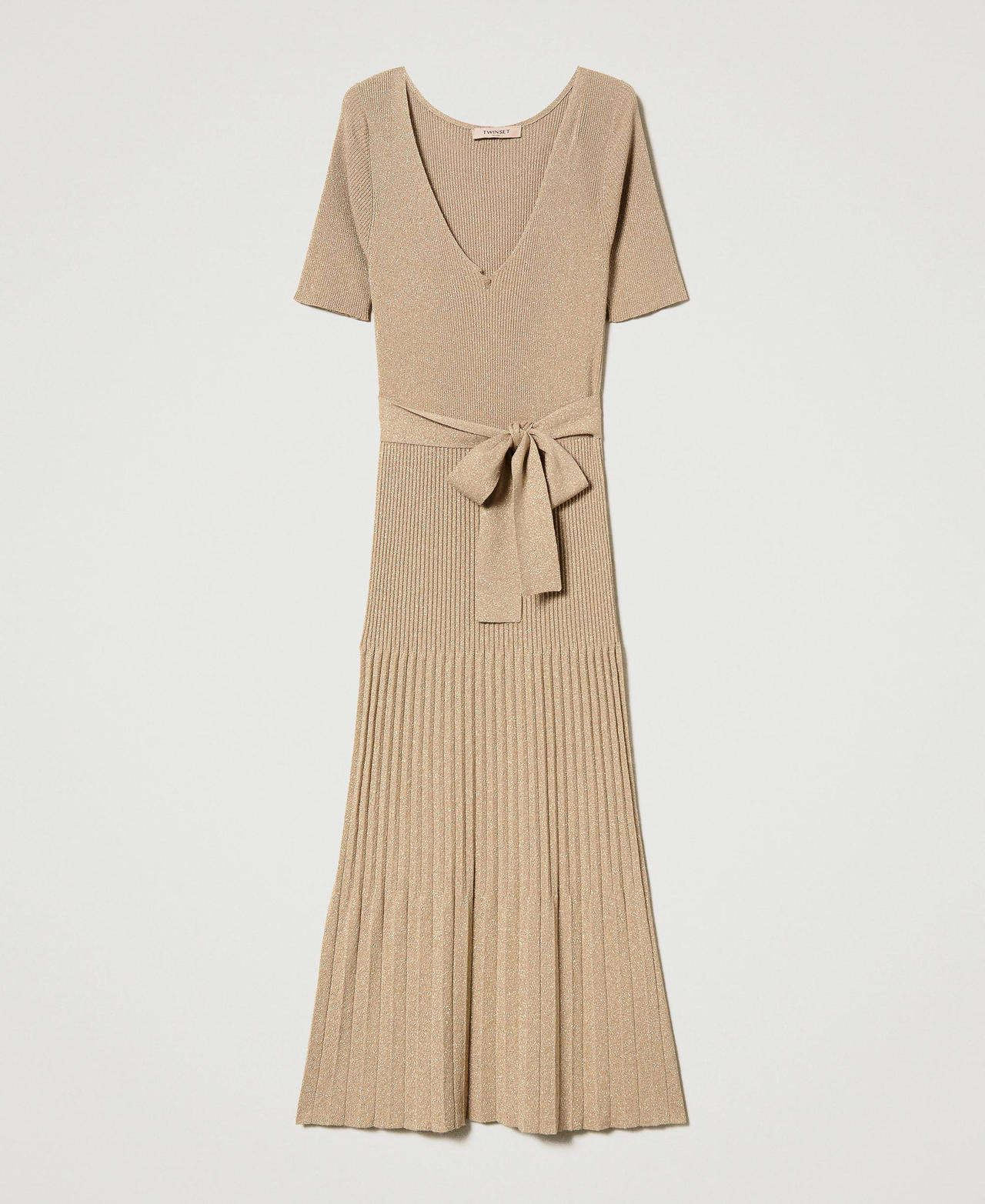 Abito longuette in maglia lurex Beige "Canapa Chiaro" Donna 231TP320A_10315_0S