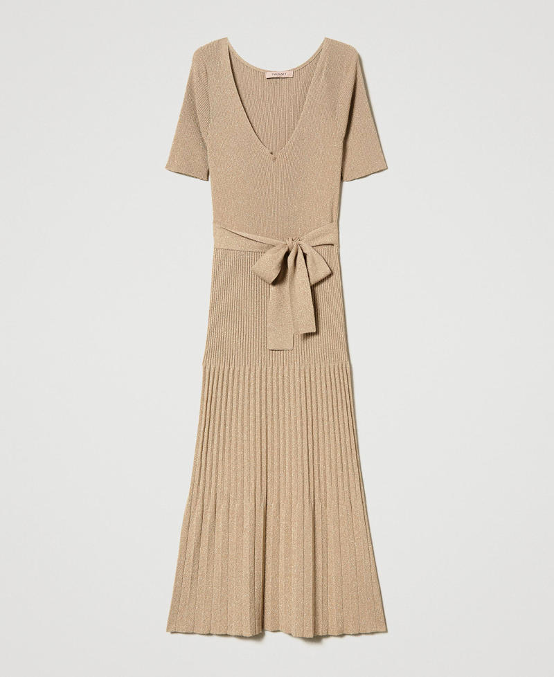 Abito longuette in maglia lurex Beige "Canapa Chiaro" Donna 231TP320A_10315_0S