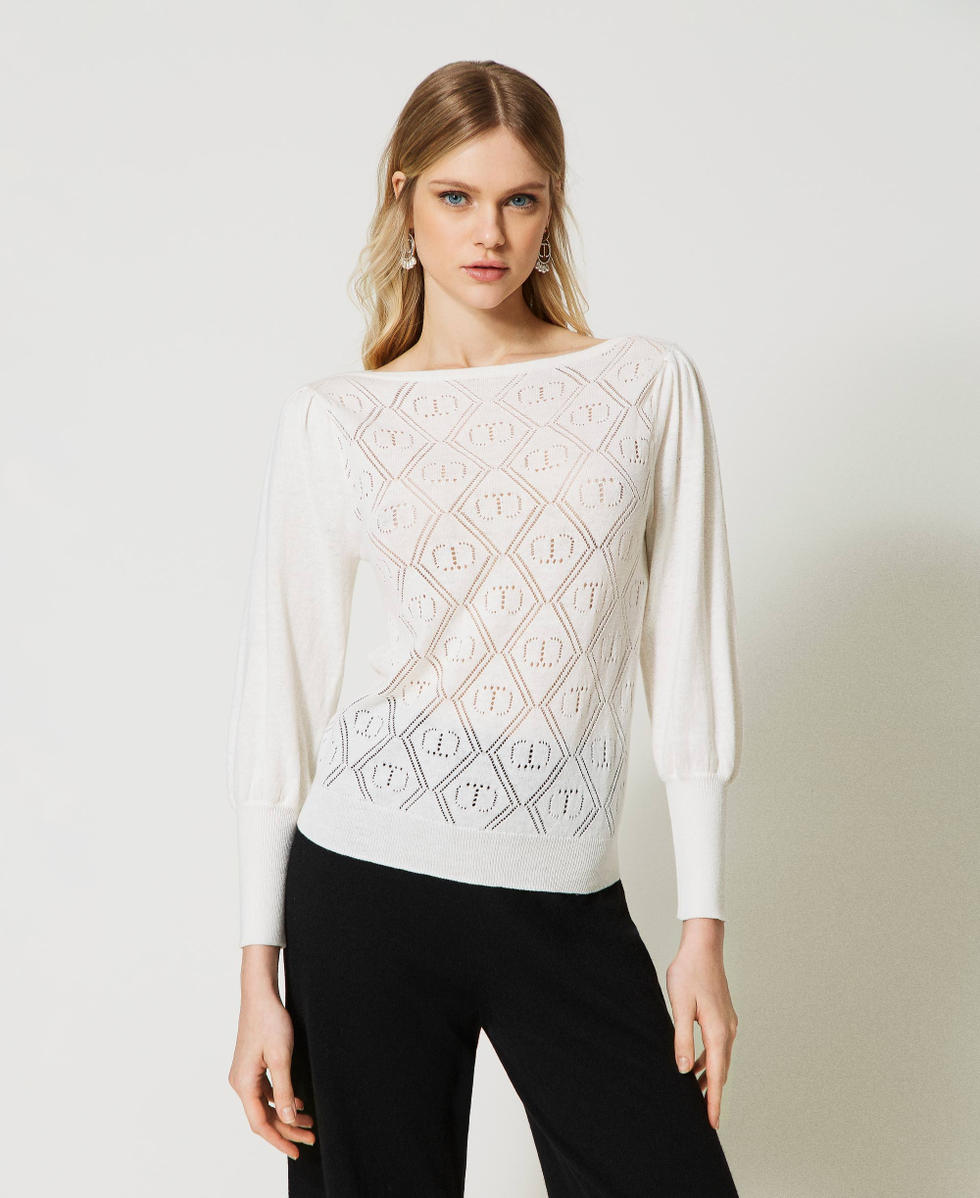 Maglia con Oval T e maniche a tre quarti Donna Bianco TWINSET Milano