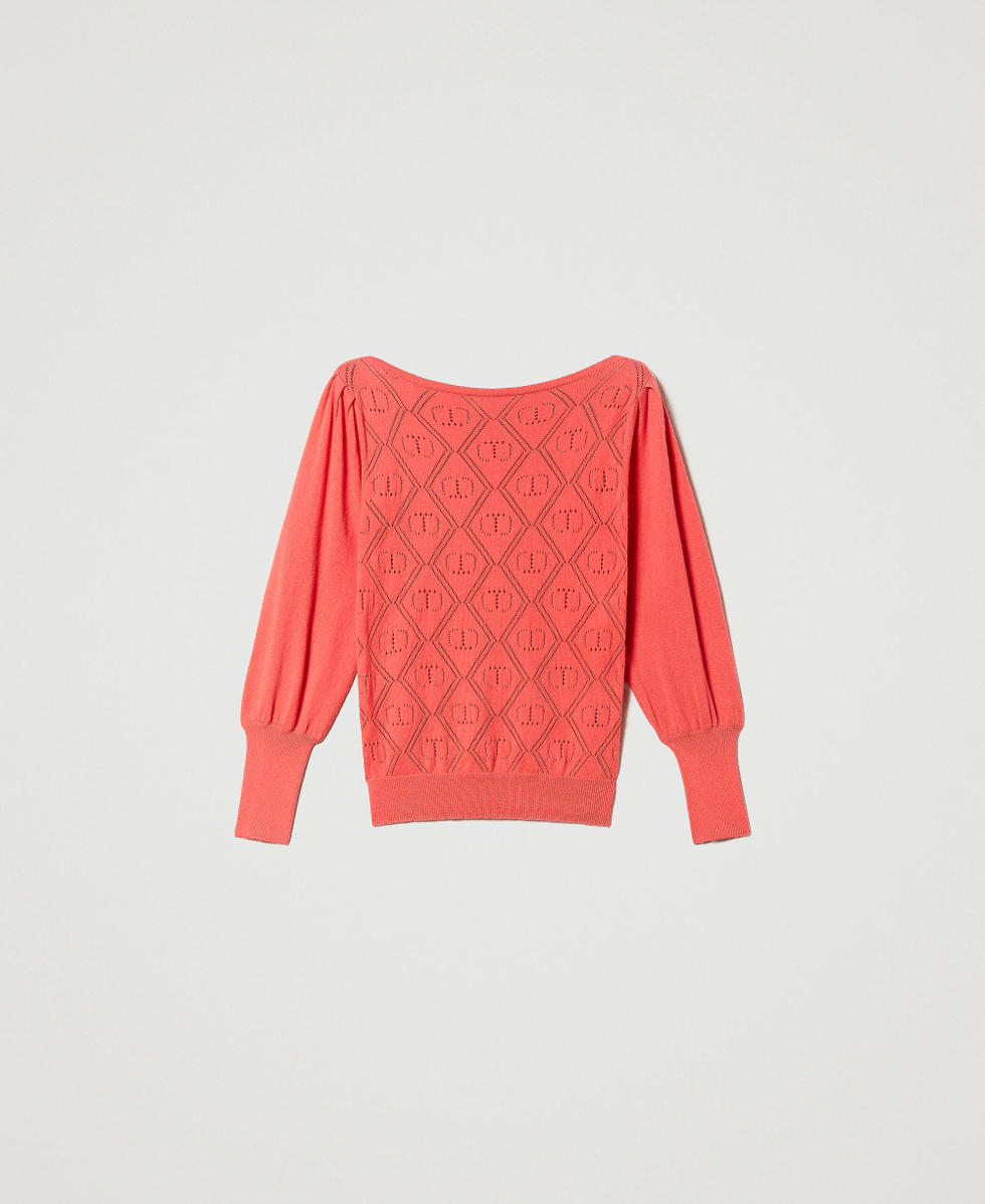 Oval T jumper with three quarter sleeves Woman Pink TWINSET Milano