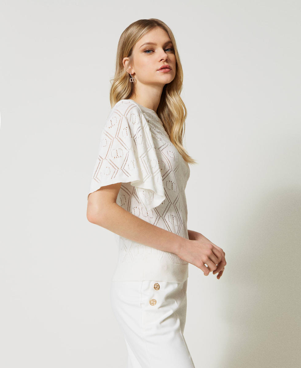 Oval T jumper with short sleeves Woman White TWINSET Milano