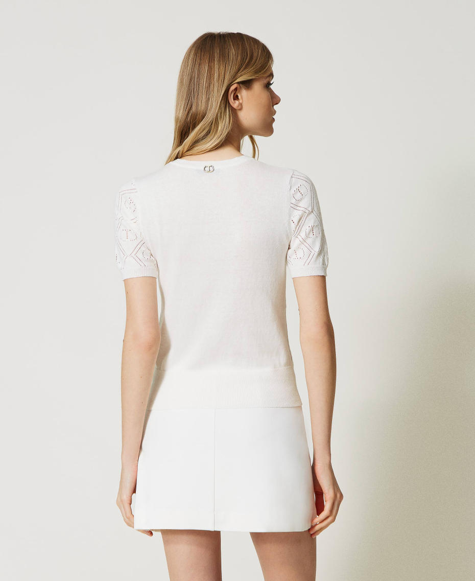 Maglia con Oval T e scollo a V Bianco Neve Donna 231TP3225_00282_03