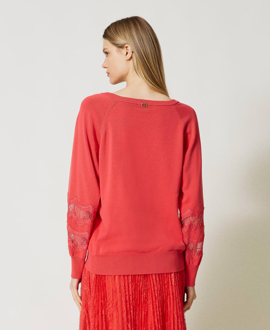 Maxi maglia con inserti in pizzo Rosa Azalea Donna 231TP3230_00453_03