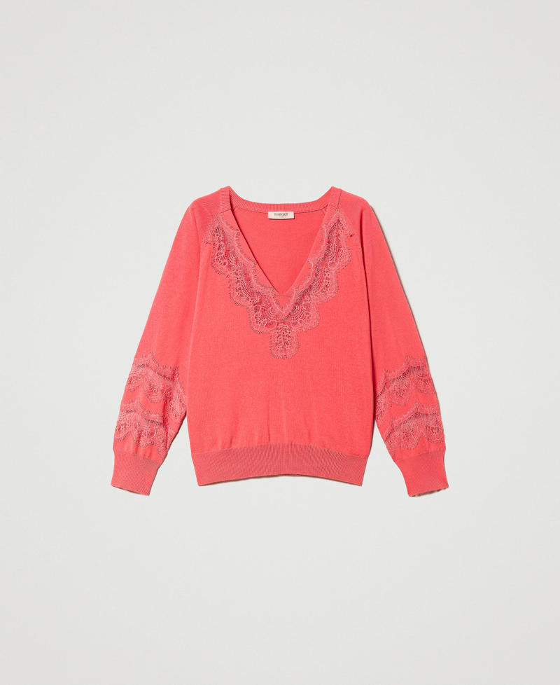 Maxi jumper with lace inserts