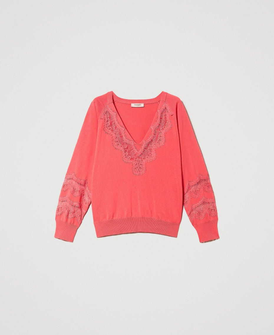 Maxi jumper with lace inserts