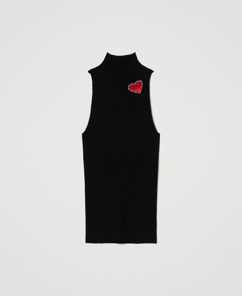 Top in maglia a righe con spilla Nero Donna 231TP3291_00006_0S