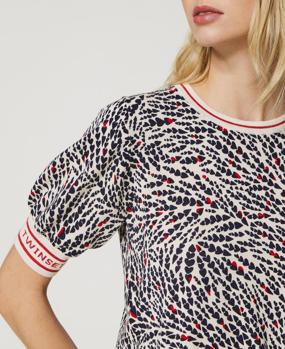 Pull imprimé avec logo jacquard