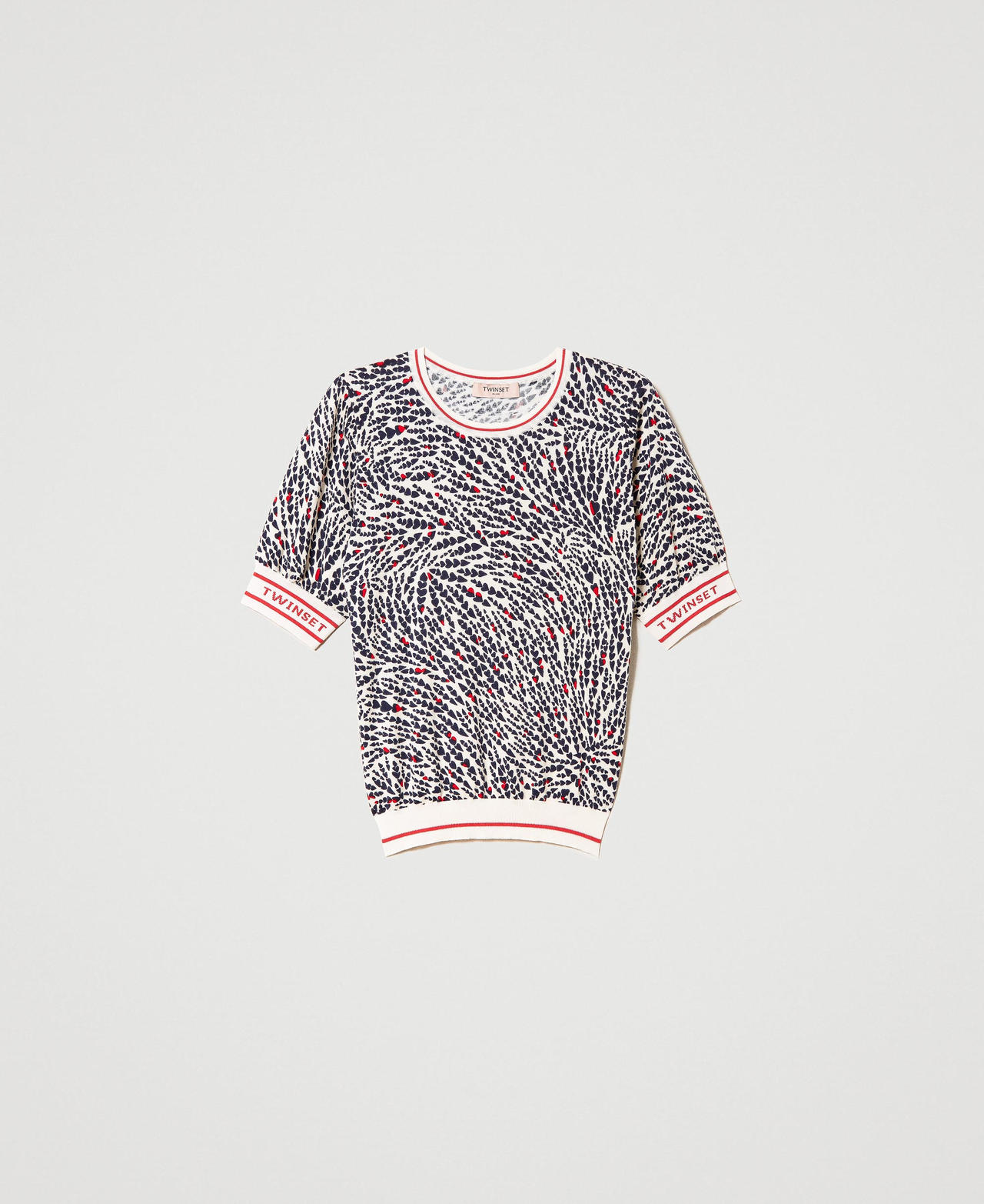 Pull imprimé avec logo jacquard