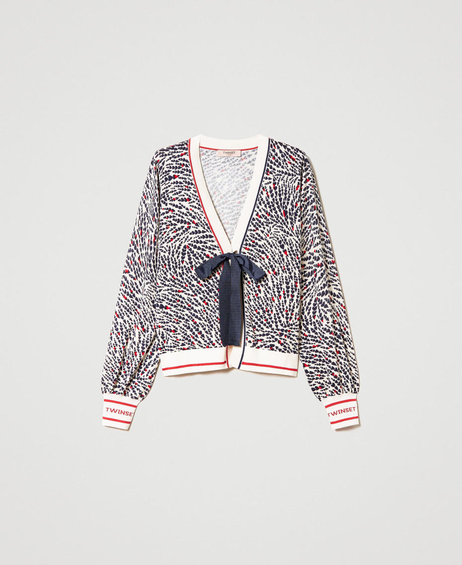 Printed jumper with jacquard logo