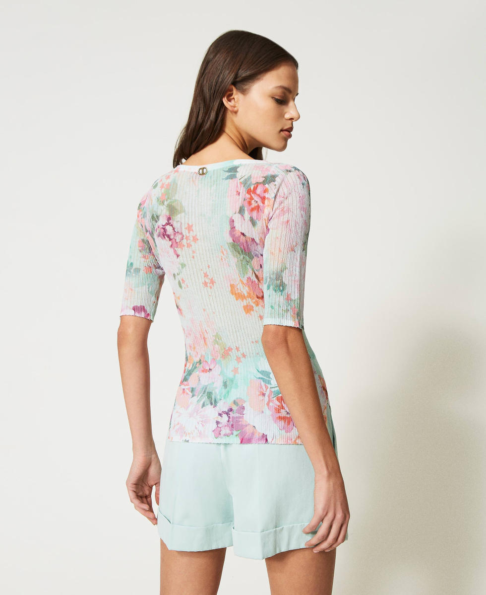 Pull c&ocirc;tel&eacute; avec imprim&eacute; floral