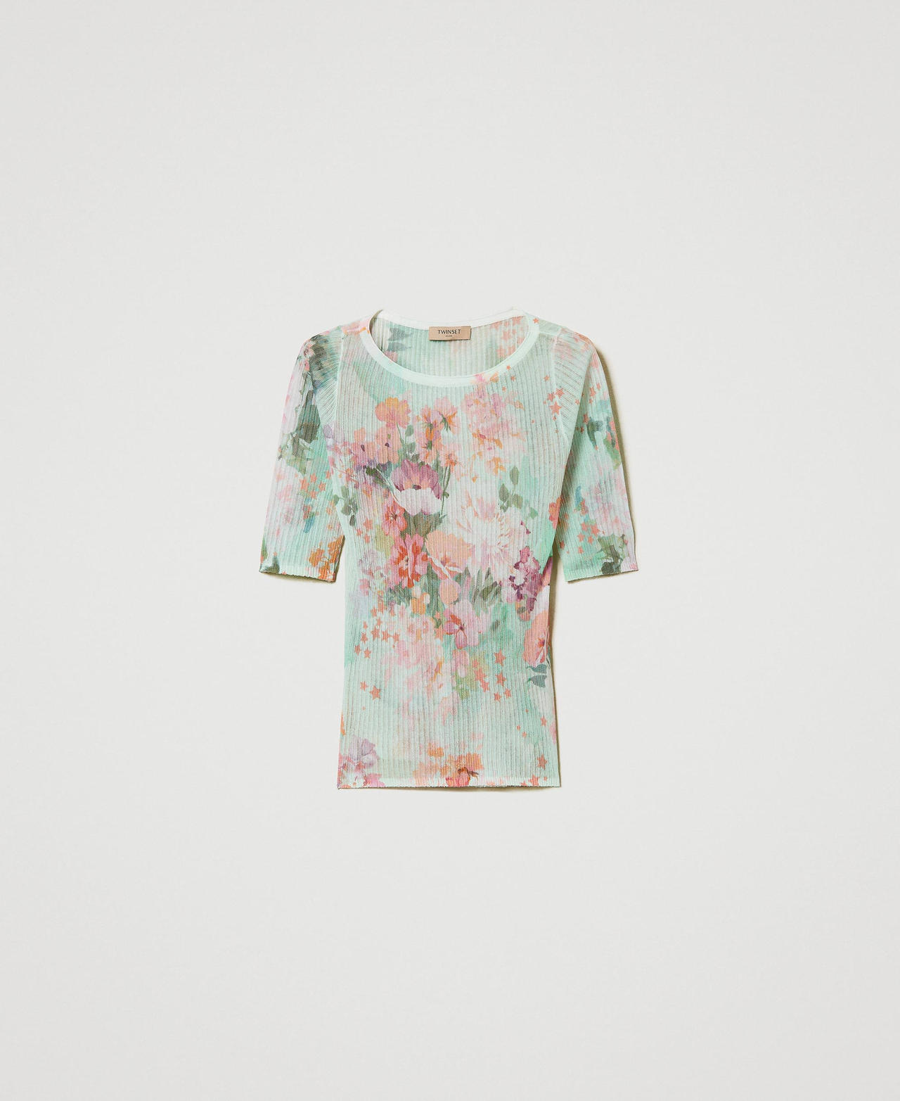 Ribbed jumper with floral print