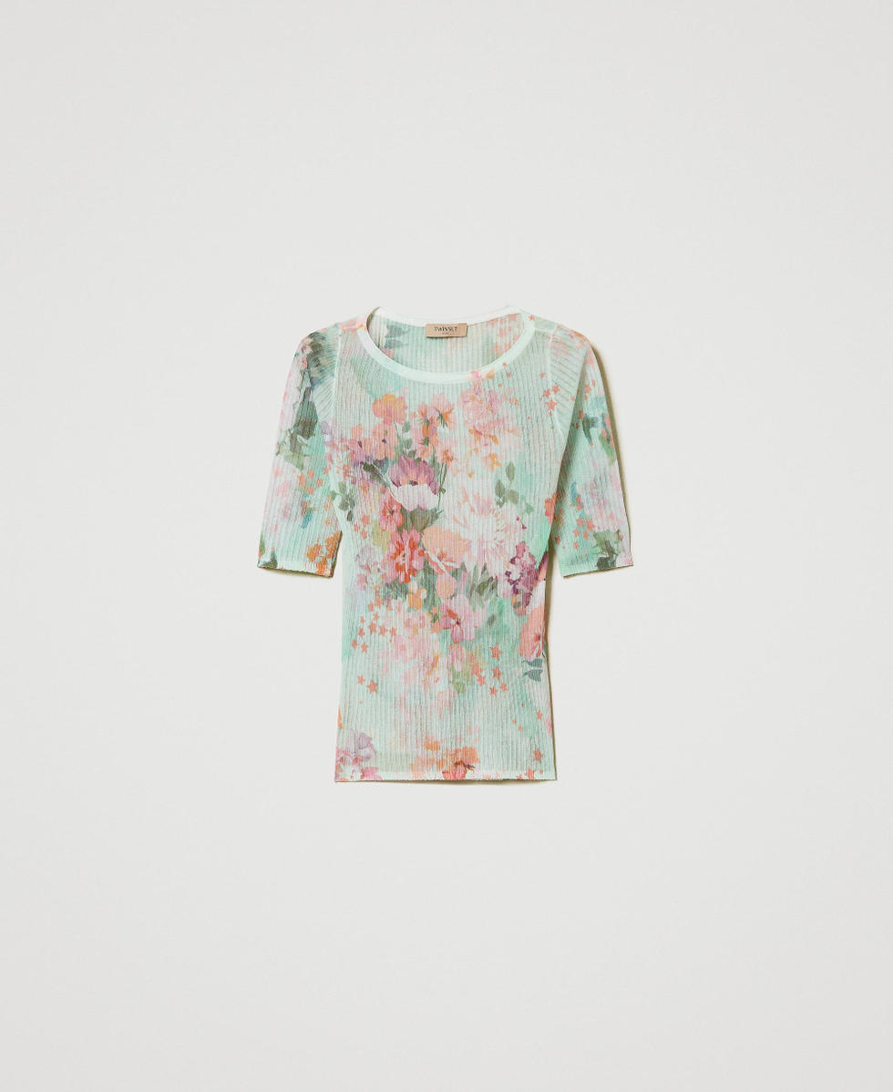 Pull c&ocirc;tel&eacute; avec imprim&eacute; floral