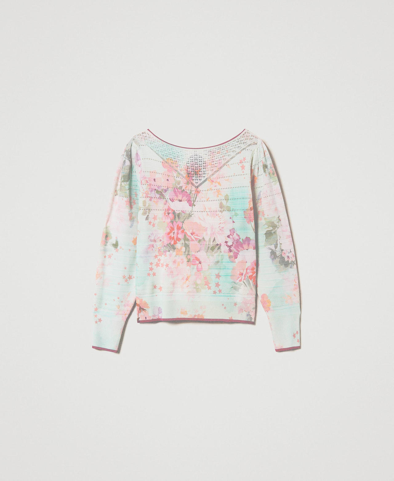 Pullover mit Blumenprint Blumenprint Azalee / Agavengrün Frau 231TP3361_10539_0S