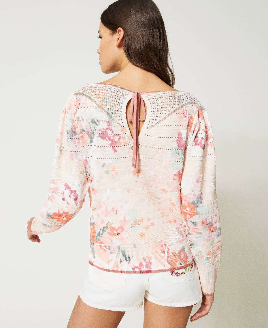 Pullover mit Blumenprint Blumenprint Flieder / Orange Frau 231TP3361_10540_04