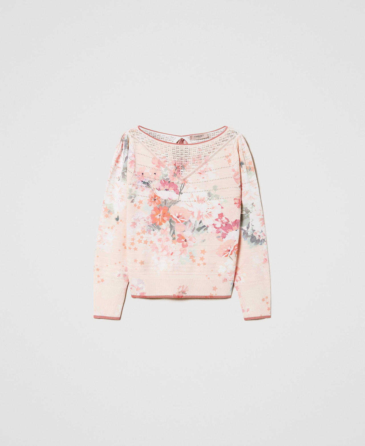 Pullover mit Blumenprint Blumenprint Flieder / Orange Frau 231TP3361_10540_0S