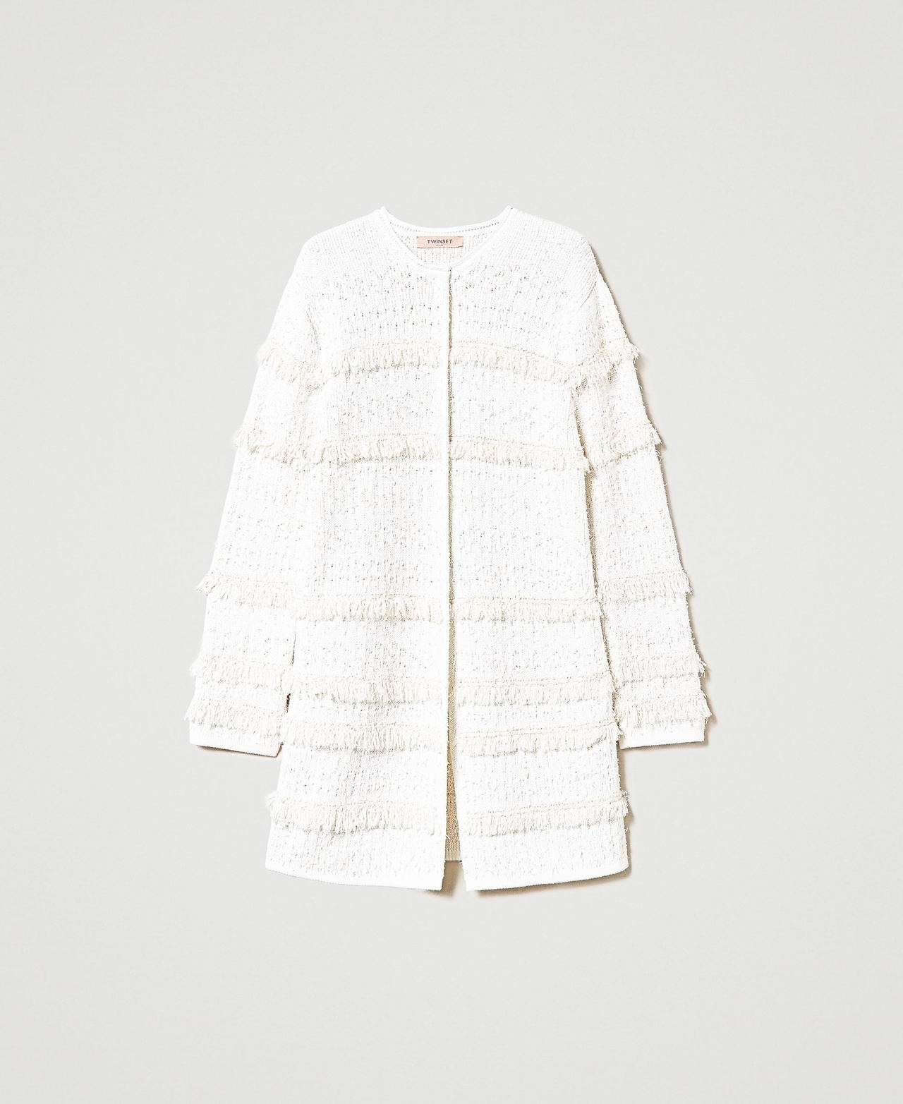 Bouclé jacquard knit coat