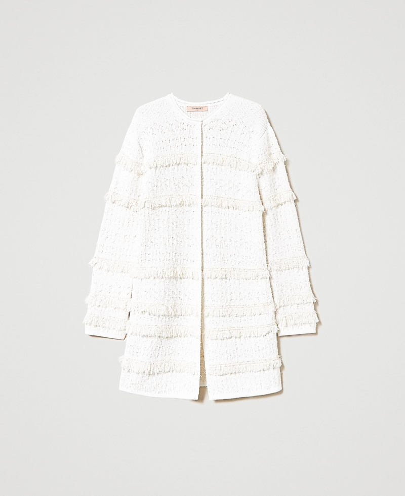 Bouclé jacquard knit coat