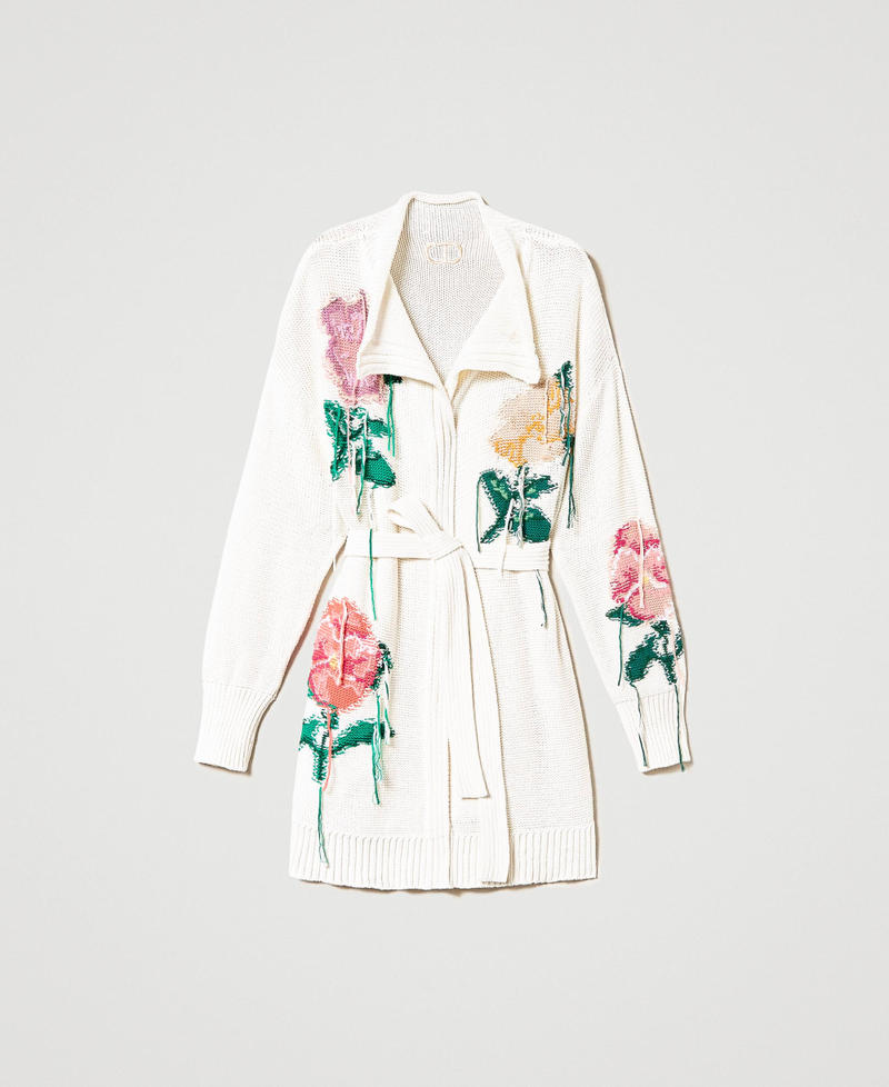 Maxi cardigan avec fleurs incrust&eacute;es