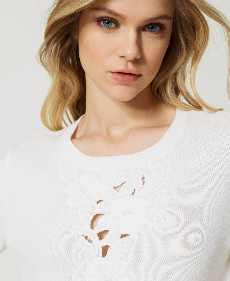 Jumper with floral bead embroidery
