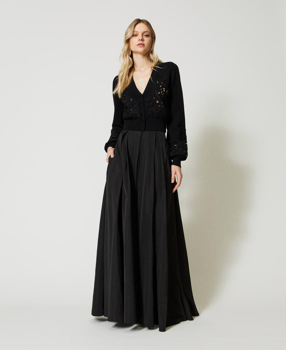 Cardigan avec broderie florale et perles