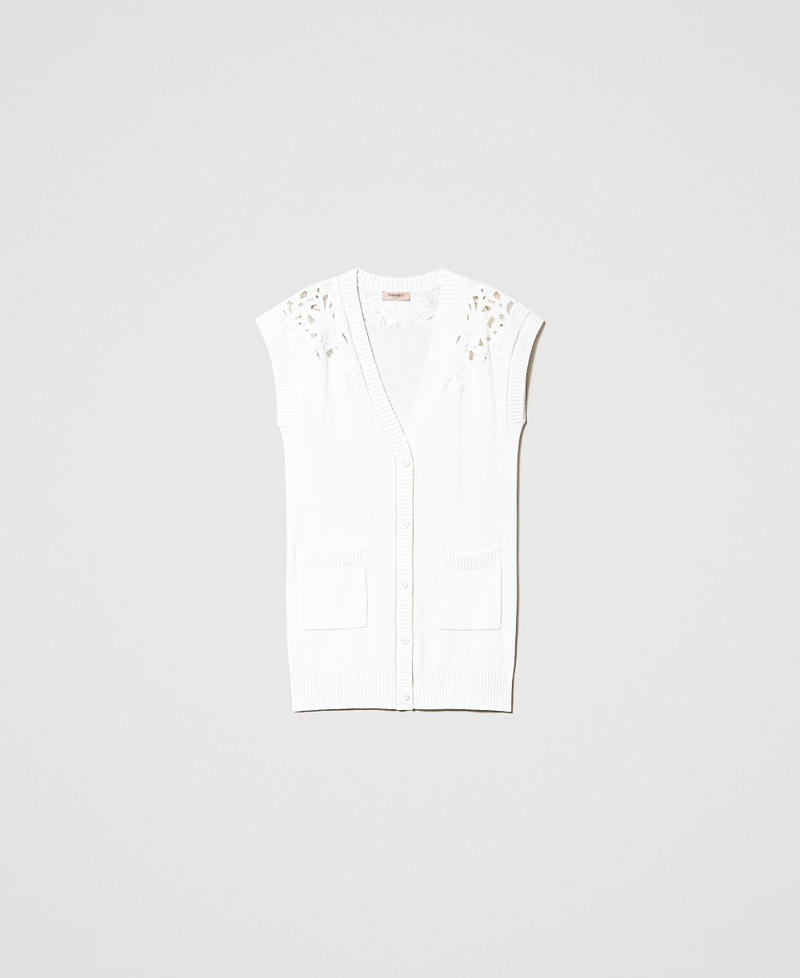 Maxi gilet con ricamo floreale e perline