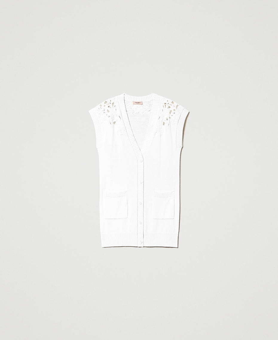 Maxi gilet avec broderie florale et perles