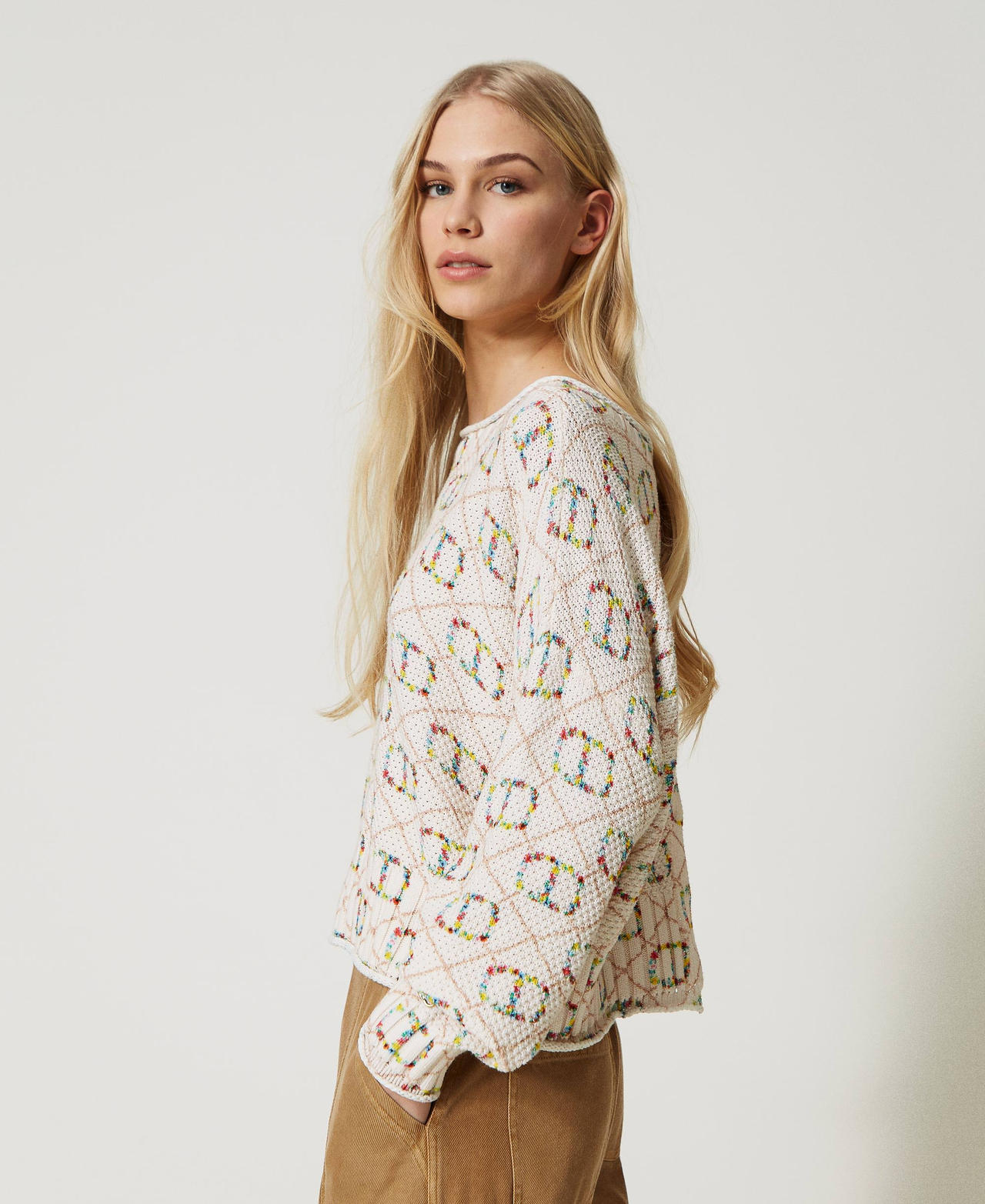 Pull-cardigan imprim&eacute;