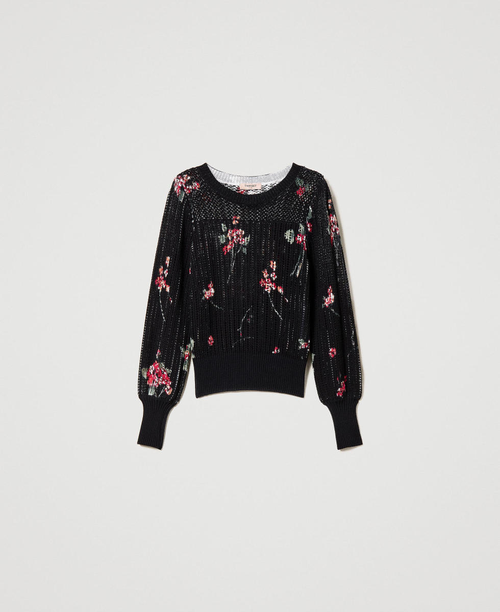 Pull filet avec imprim&eacute; floral