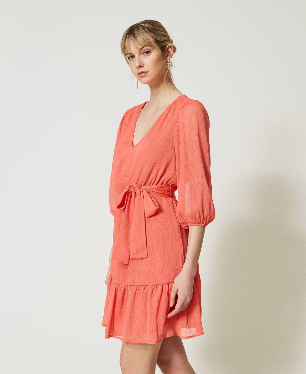 Short lurex creponne dress