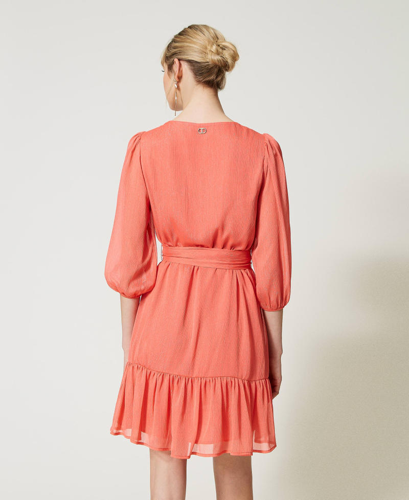 Short lurex creponne dress "Lip Gloss” Pink Woman 231TQ2070-04