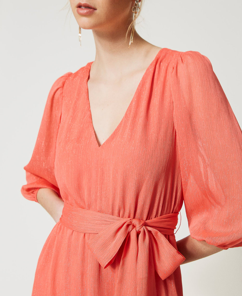 Short lurex creponne dress