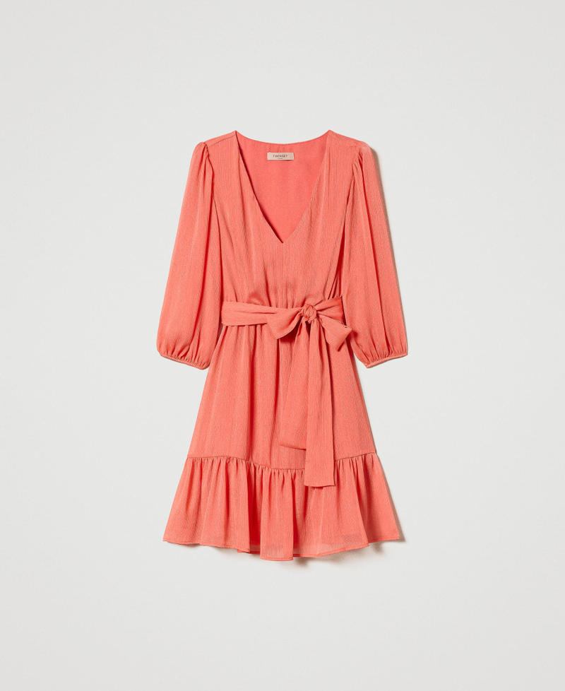 Short lurex creponne dress "Lip Gloss” Pink Woman 231TQ2070-0S