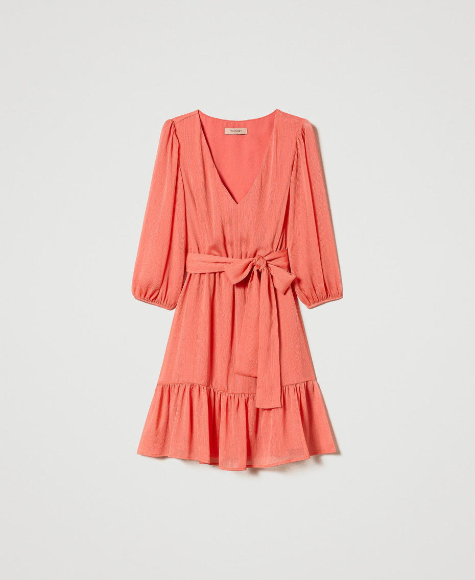 Short lurex creponne dress "Lip Gloss” Pink Woman 231TQ2070-0S