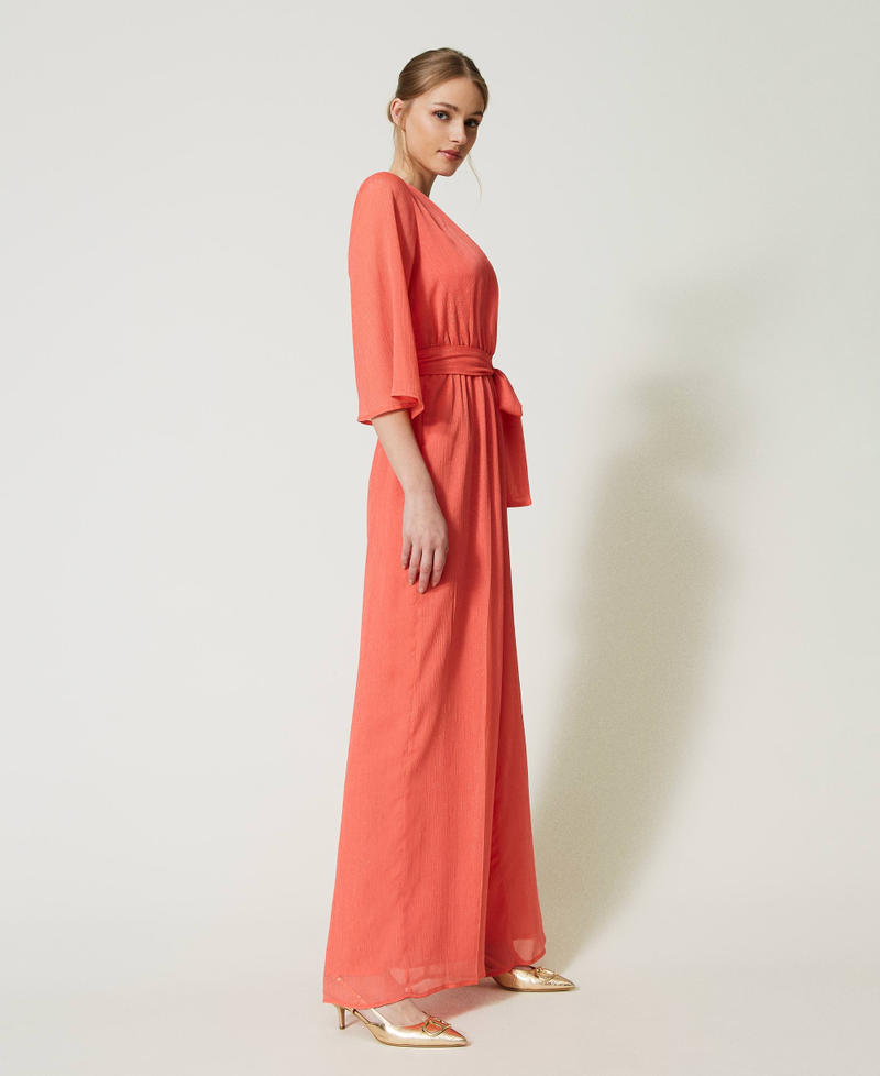 Платье-комбинезон из креп-шифона с люрексом Розовый "Блеск для губ" женщина 231TQ2072-03
