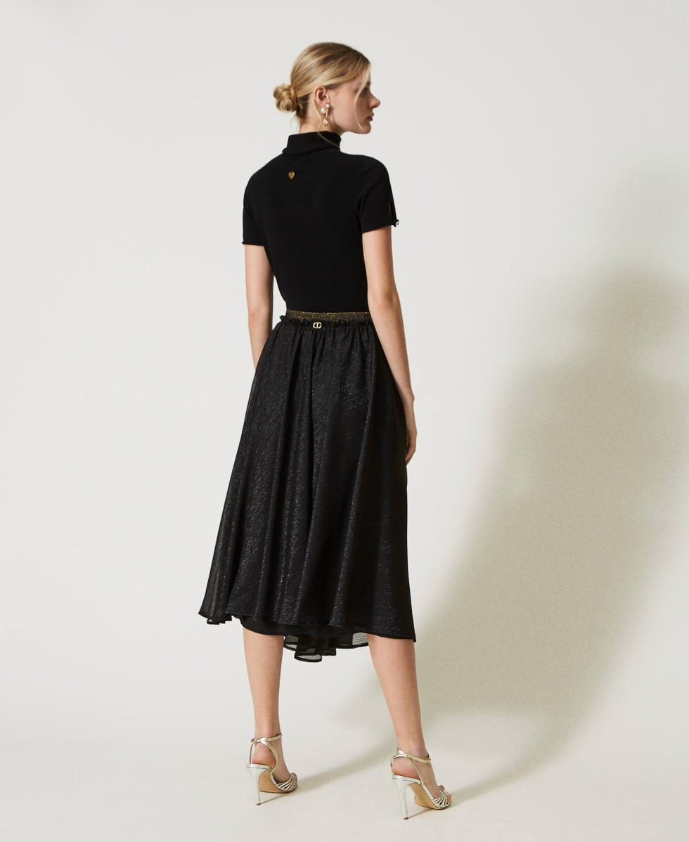 Lurex creponne midi skirt Black Woman 231TQ2074_00006_03