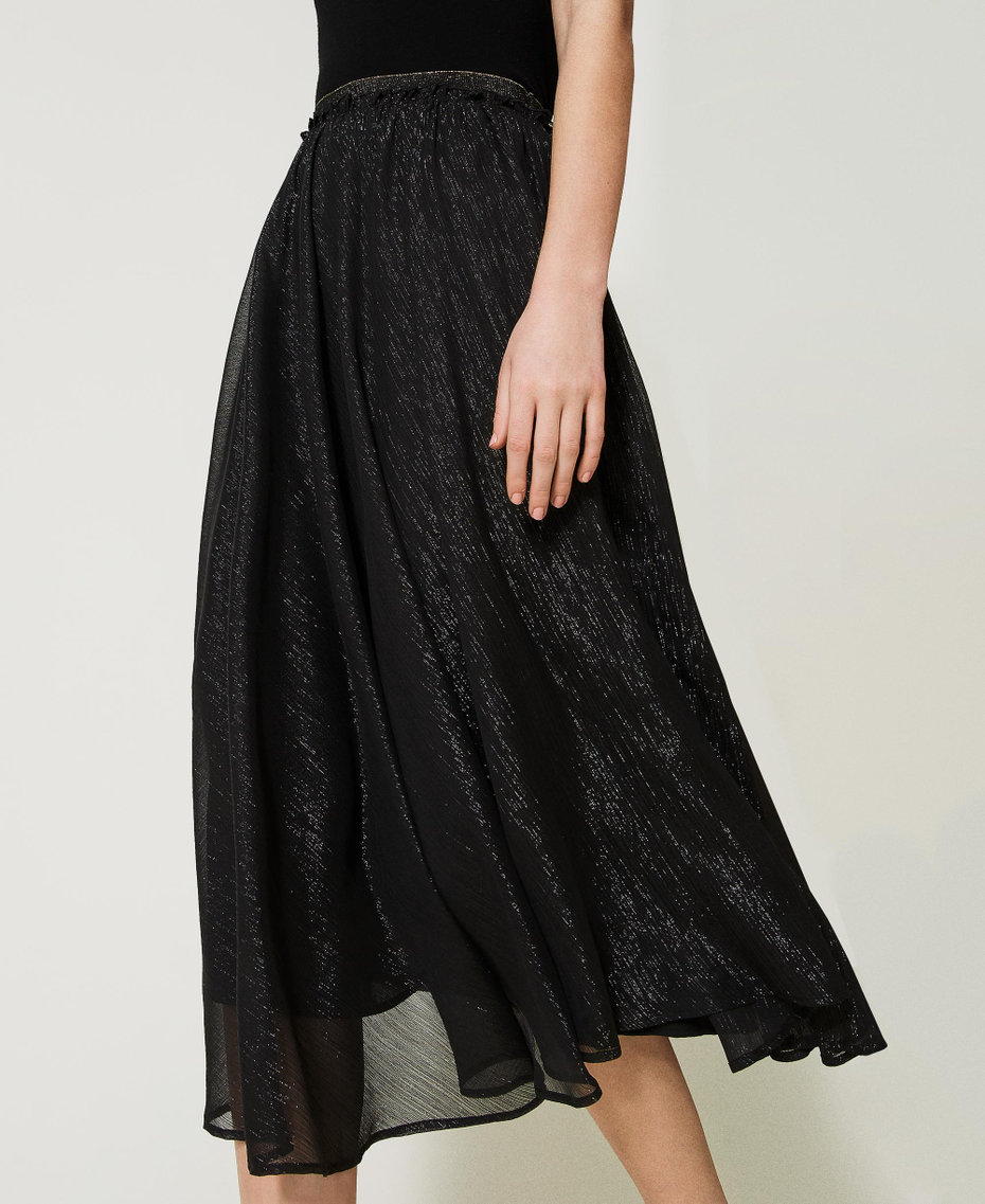 Lurex creponne midi skirt